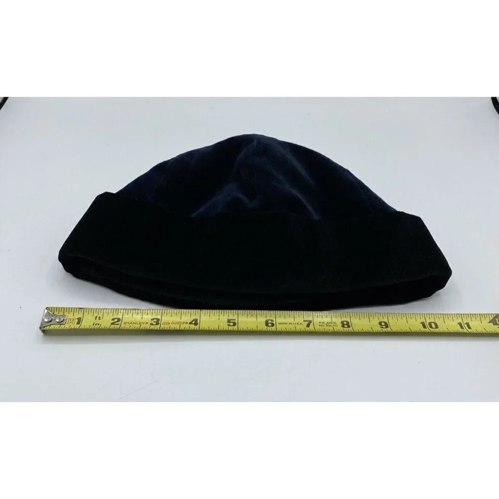 Hildegard Gunzel Doll Hat Blue Black Velvet Fold Up Brim Beanie Made In USA #4